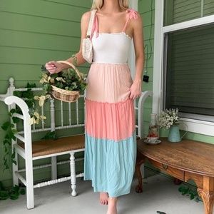 Tiered Color Block Maxi Dress